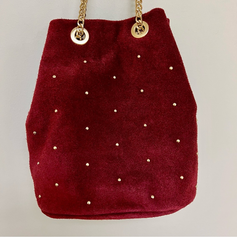 Studded Suede Bucket Bag with Chain Strap - Picture 11 of 15